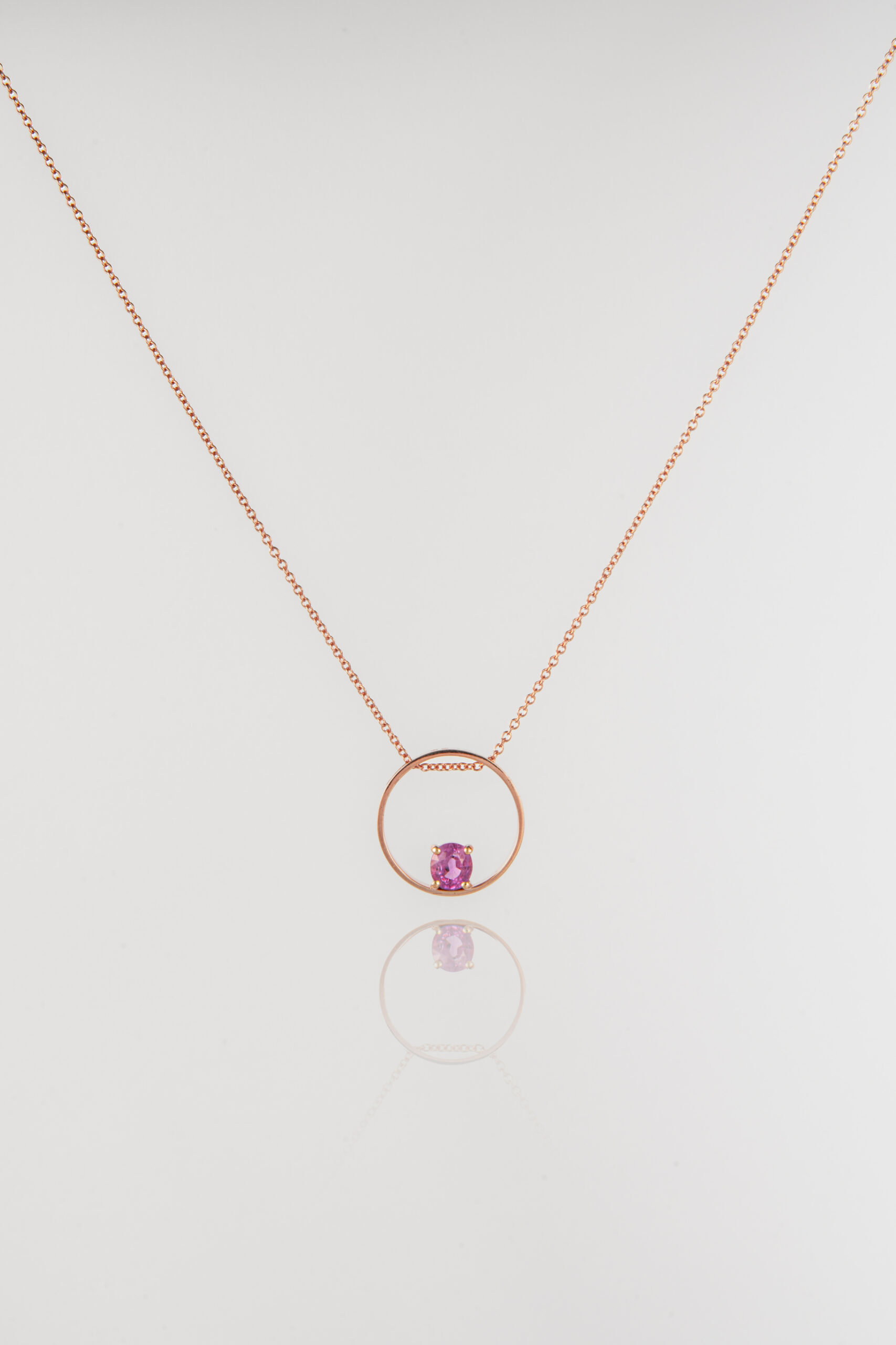 Collana in Oro Rosa 9k con Zaffiro Rosa 0,57 ct | Cler Lago Di Como